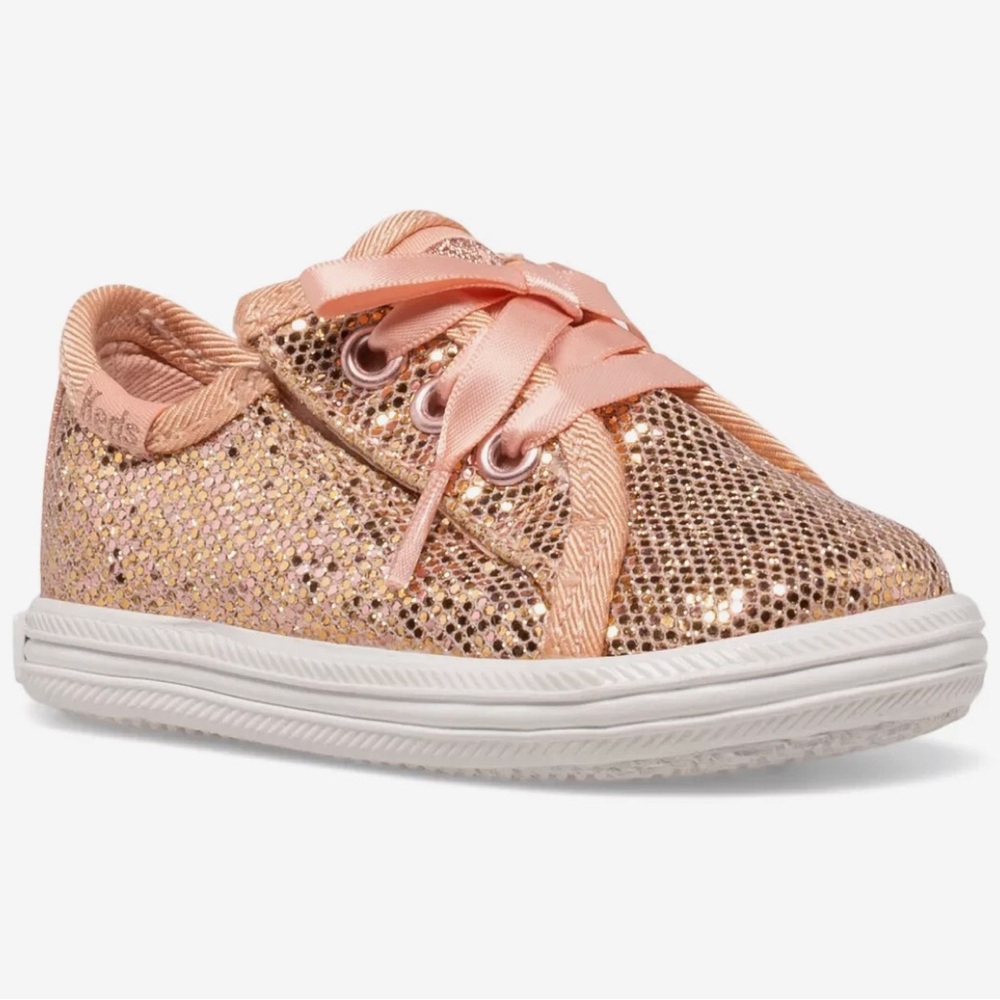 New Keds Kickstart Rose-gold Sequin Velcro Sneakers 6M